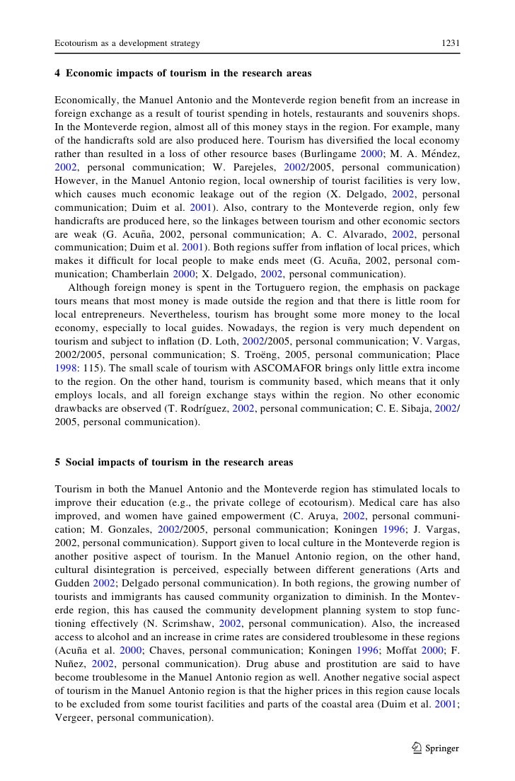 Ecotourism in costa rica an economic framework of analysis picture