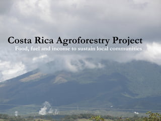 Costa Rica Agroforestry Project
 Food, fuel and income to sustain local communities
 