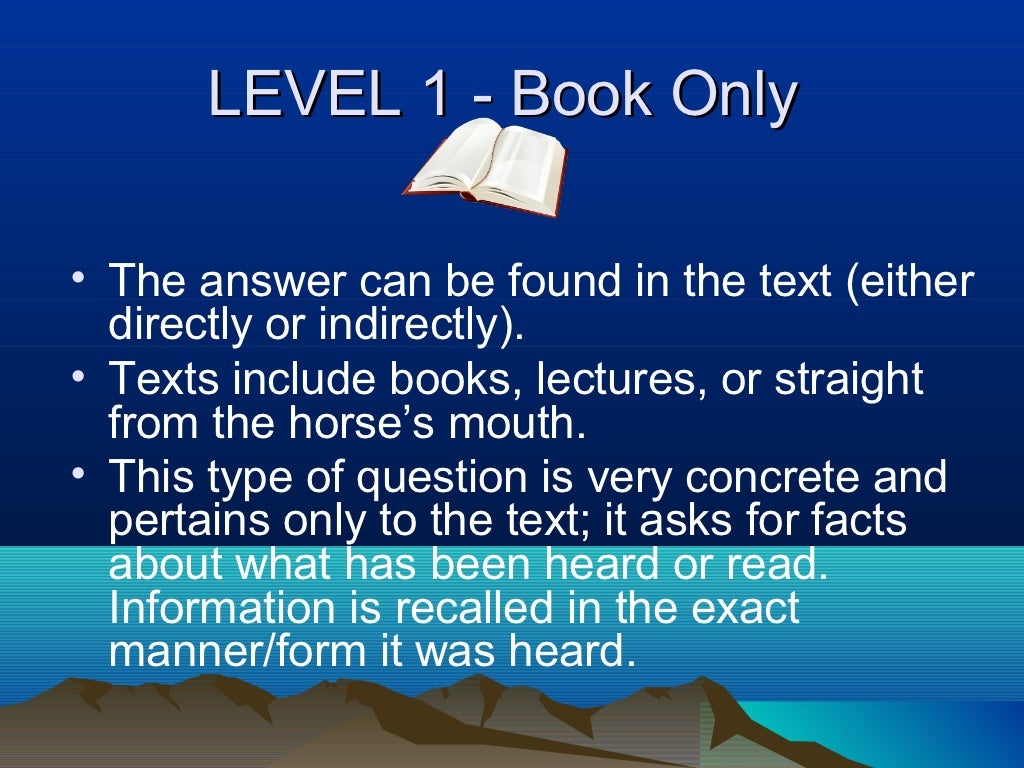 Costas level of question and thinking 1