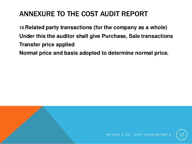 Cost audit report of a company