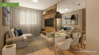 ILUSTRAÇÃO ARTÍSTICA DA PLANTA DE 1 QUARTO
SALA
 