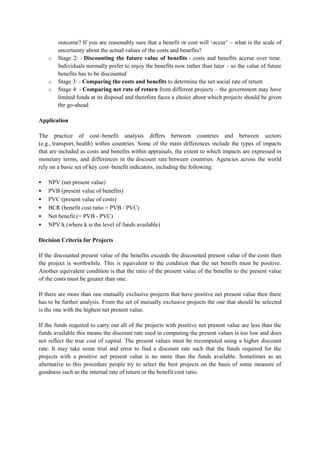 Cost benefit analysis