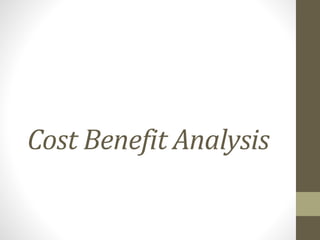 Cost Benefit Analysis
 