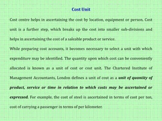 Cost centr and cost unit | PPTX