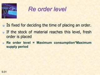 Reorder Level Fixation Cost and management accounting two material | PPT