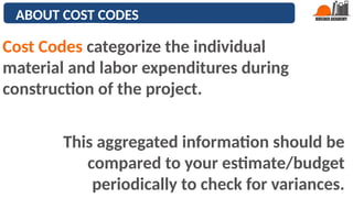 How to use cost codes in a construction business | PPT
