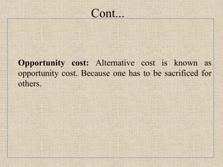 Alternative Costs Cost concept and economic evaluation | PDF