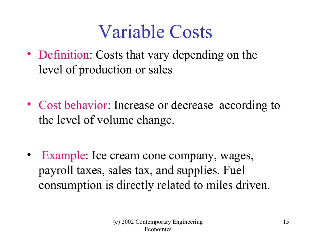 Cost concepts and behaviors