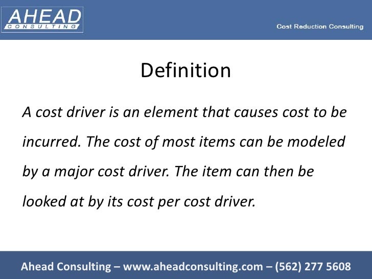 Cost driver analysis