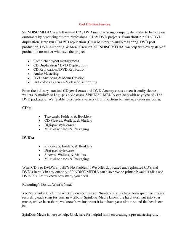 Cost effective services