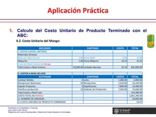 Aplicación Práctica Calculo del Costo Unitario de Producto Terminado con el ABC: 4.2. Costo Unitario del Mango: 