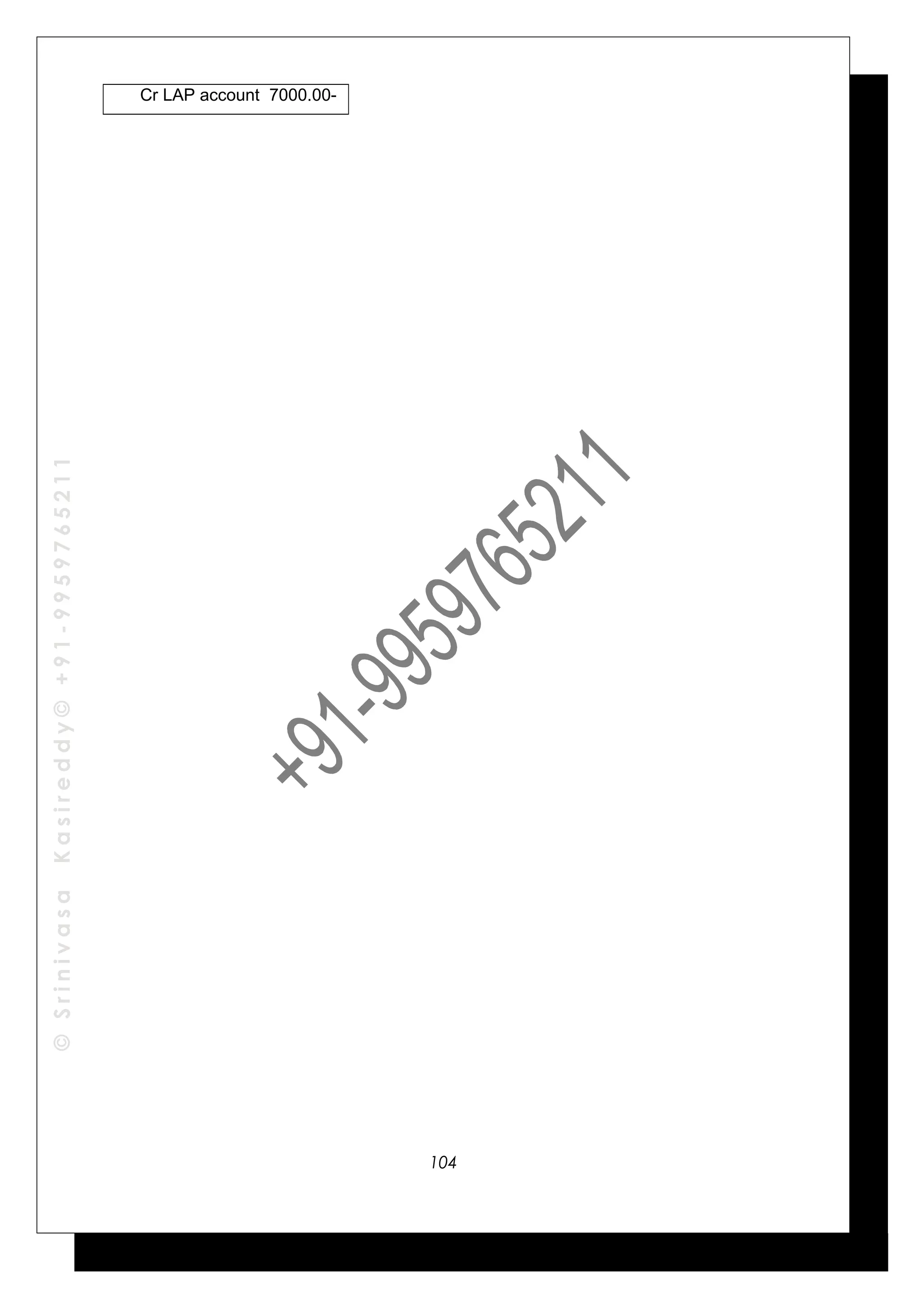 ©SrinivasaKasireddy©+91-9959765211
Cr LAP account 7000.00-
104
 