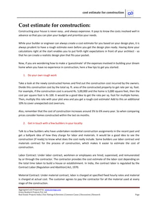Cost estimate for construction | PDF
