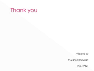 Prepared by 
M.Ganesh Murugan 
9715447621 
