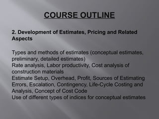 Cost Estimation for civil engineering .pptx