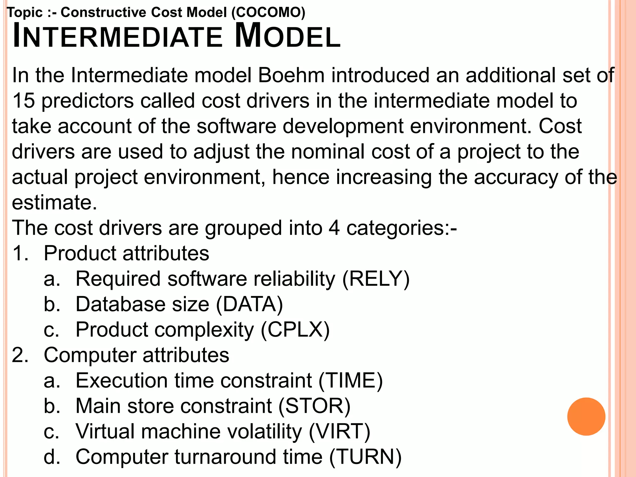 Cost estimation using cocomo model | PPT