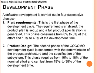 Cost estimation using cocomo model | PPTX