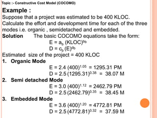 Cost estimation using cocomo model | PPT