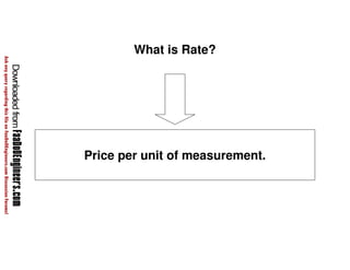What is Rate? 
Price per unit of measurement. 
 