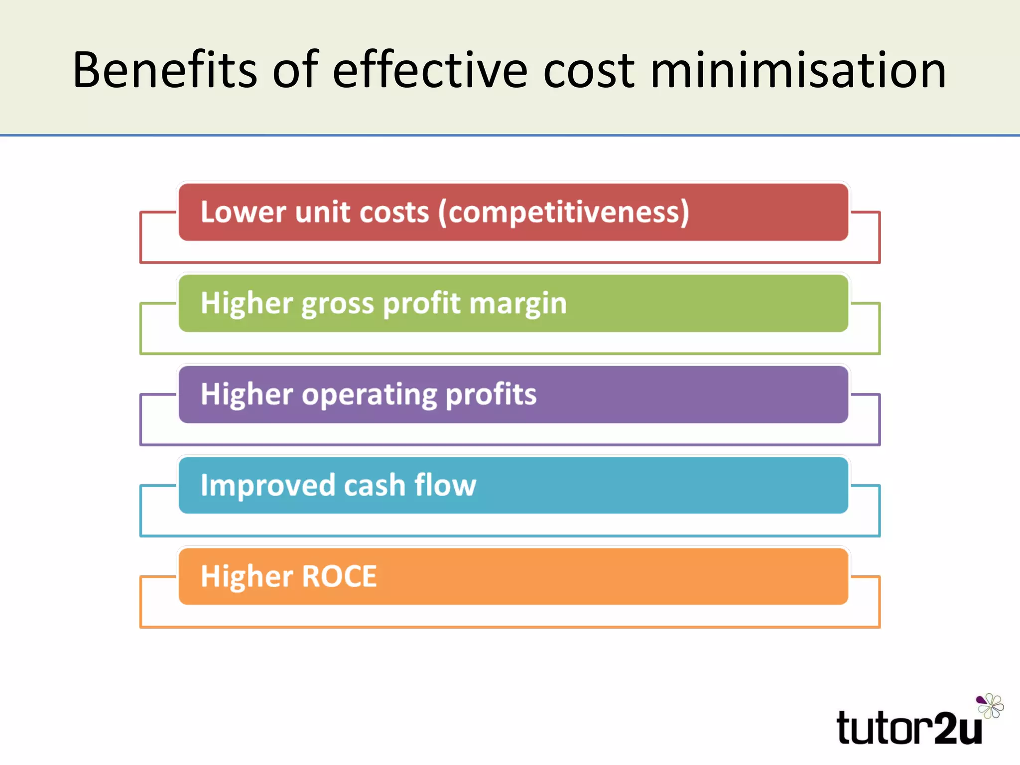 Benefits of effective cost minimisation 