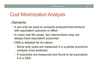 Cost Minimization Analysis In Health Care
