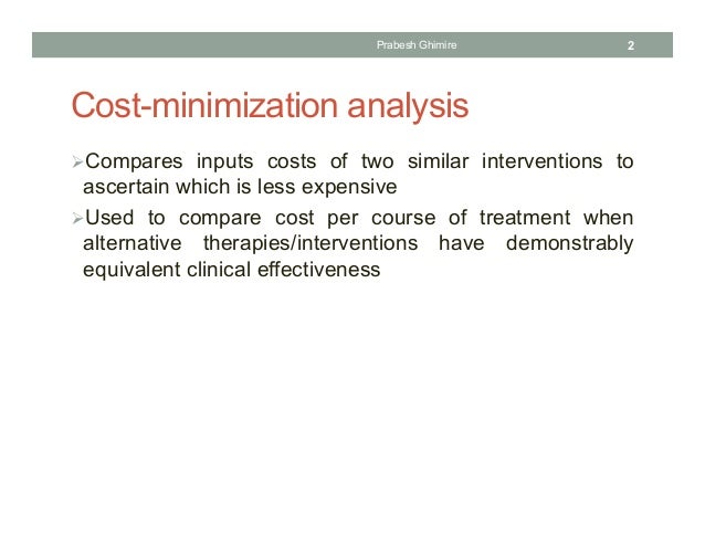Cost Minimization Analysis In Health Care