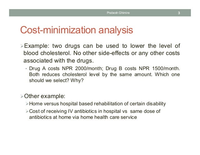 Cost Minimization Analysis in Health Care Cost Minimization Analysis in Health Care