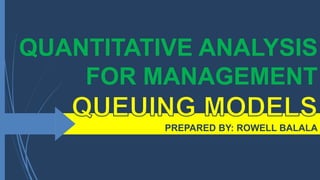 QUANTITATIVE ANALYSIS
FOR MANAGEMENT
PREPARED BY: ROWELL BALALA
 