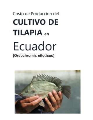 AUTOR: EDISON VALLEJO
Costo de Produccion del
CULTIVO DE
TILAPIA en
Ecuador
(Oreochromis niloticus)
 