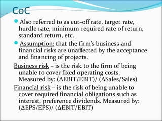 Cut Off Rate Cost of capital | PPT