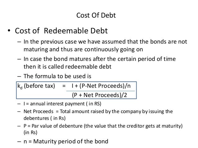 cost of debt formula