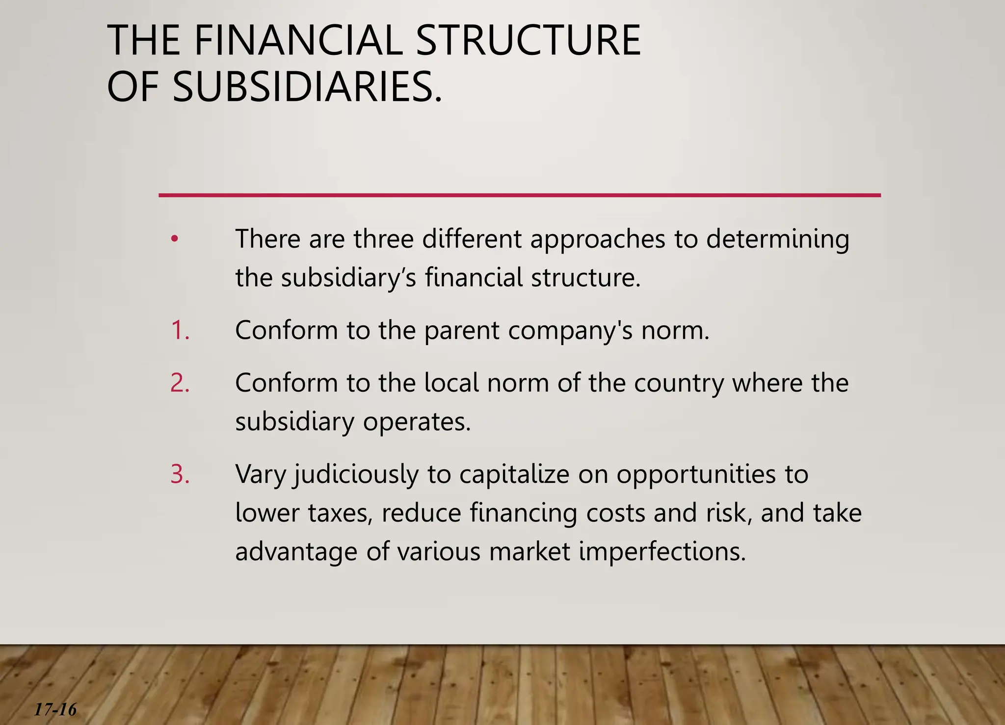 Subsidiary Forms Cost of capital structure and international budgeting | PPTX