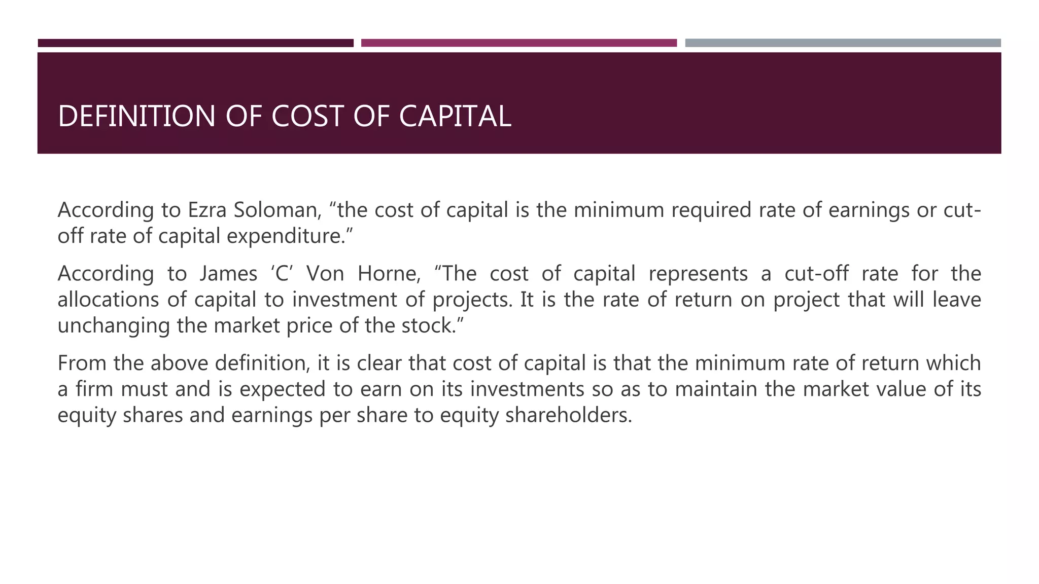 Cut Off Rate Cost of Capital Theory | PPTX
