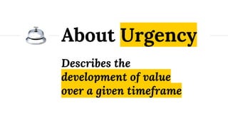 Describes the
development of value
over a given timeframe
About Urgency
 