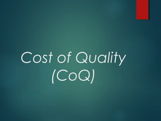 Cost of Quality
    (CoQ)
 