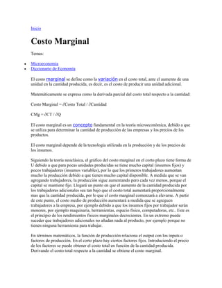 Terminos Marginales Costo marginal en el largo plazo | DOCX