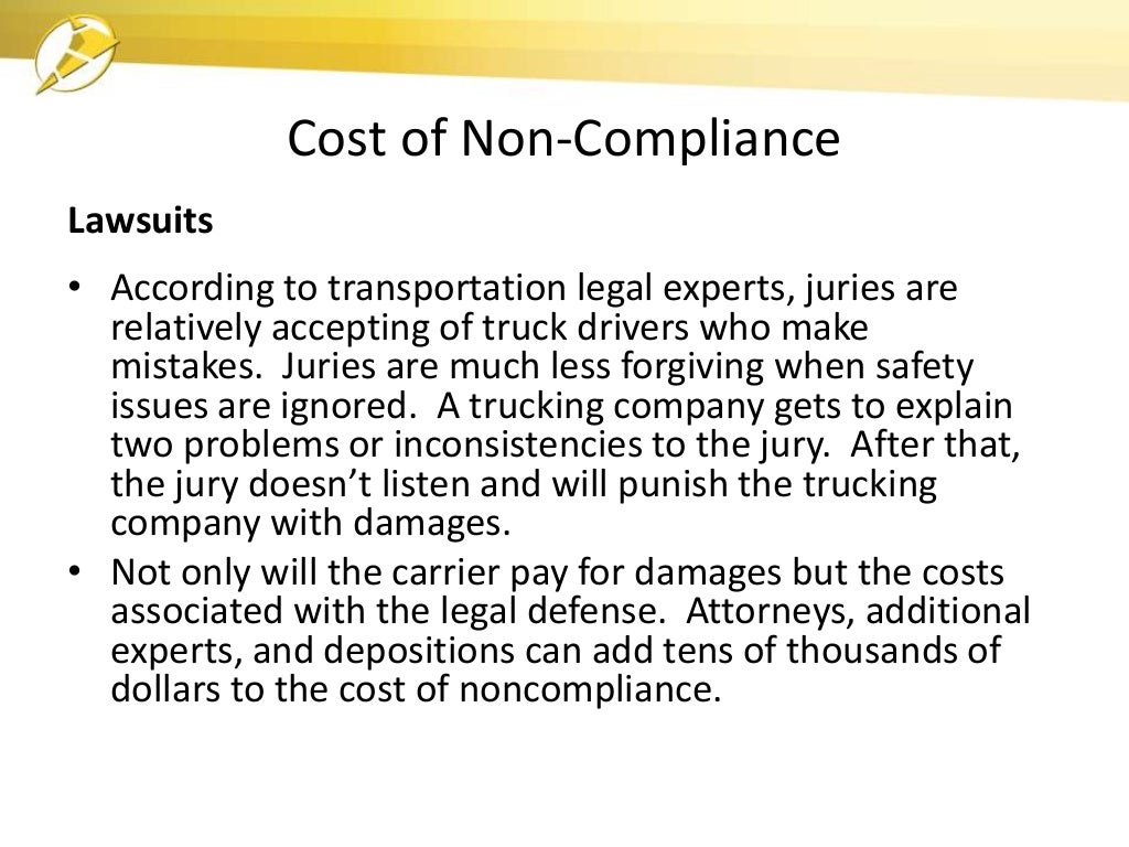 Cost of for DOT Regulations