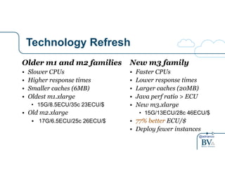 @adrianco
Technology Refresh
Older m1 and m2 families
• Slower CPUs
• Higher response times
• Smaller caches (6MB)
• Oldes...