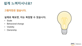 ?? ???????
????? ????.
??? ???, ?? ??? ? ????.
? Scale
? Behavioral change
? Visibility
? Ownership
 