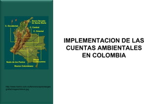 IMPLEMENTACION DE LAS
                                               CUENTAS AMBIENTALES
                                                   EN COLOMBIA



http://www.memo.com.co/fenonino/aprenda/geo
grafia/images/relieve.jpg
 
