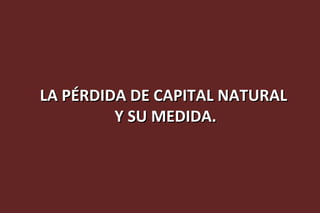 LA PÉRDIDA DE CAPITAL NATURAL
         Y SU MEDIDA.
 