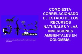 COMO ESTA
                                                           CORRELACIONADO
                                                           EL ESTADO DE LOS
                                                               RECURSOS
                                                           NATURALES Y LAS
                                                              INVERSIONES
                                                            AMBIENTALES EN
http://www.lablaa.org/blaavirtual/faunayflora/fen/imagen
es/ppal.jpg
                                                               COLOMBIA.
 