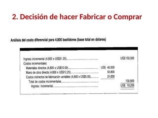 2. Decisión de hacer Fabricar o Comprar
 