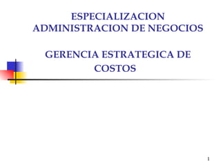 ESPECIALIZACION ADMINISTRACION DE NEGOCIOS   GERENCIA ESTRATEGICA DE COSTOS   