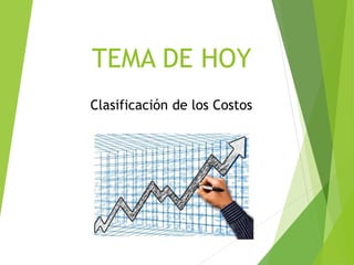TEMA DE HOY
Clasificación de los Costos
 