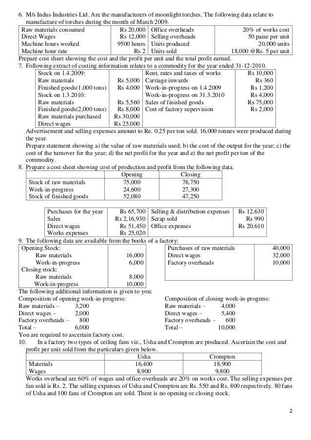 Cost Sheet Tender And Quotation