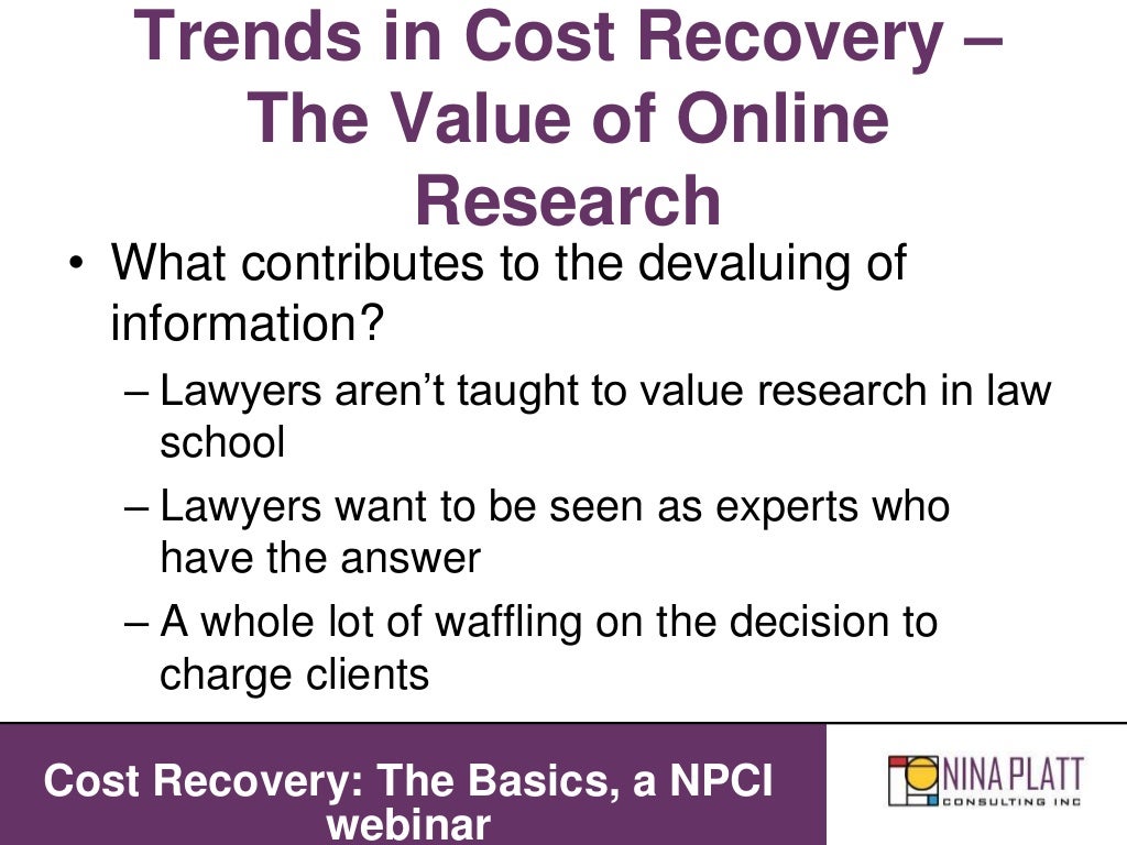 Cost Recovery The Basics