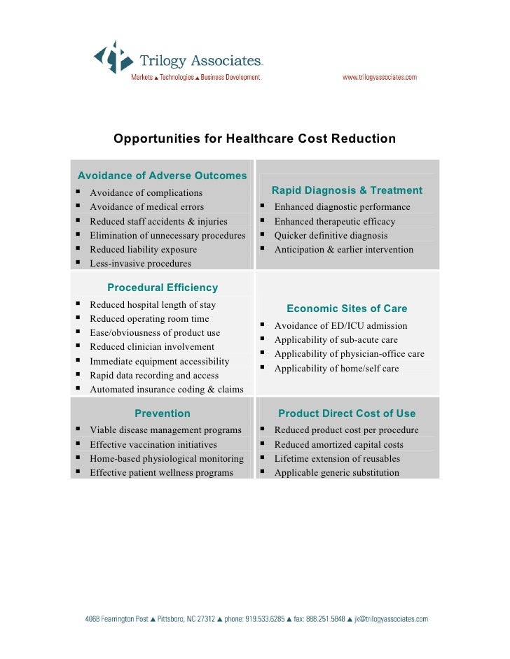 Opportunities for Healthcare Cost Reduction