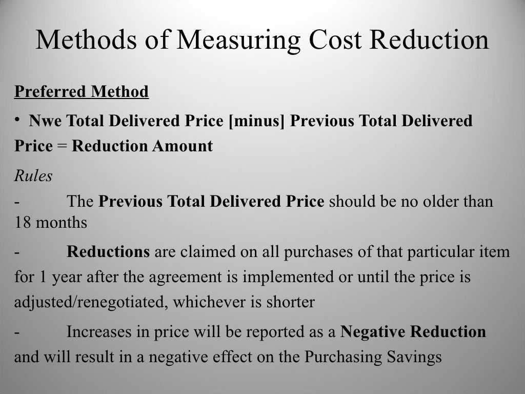 Cost Reduction And Avoidance