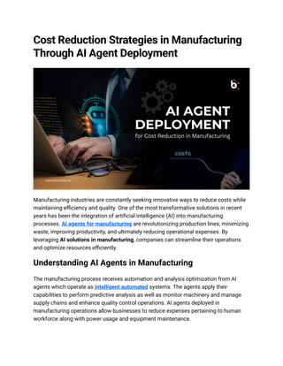 Cost Cutting with AI Agents in Manufacturing | Bluebash | PDF